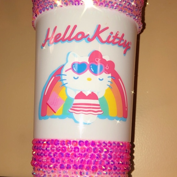 💗HUGE 32oz MEGA BLING RHINESTONE BEDAZZLED HELLO KITTY CUSTOM TUMBLER VENTI CUP - Picture 4 of 9